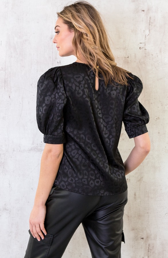 Zijden Panter Top Zwart – shoparchief, foto 3