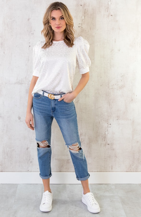 Zijden Panter Top Wit – shoparchief, foto 3