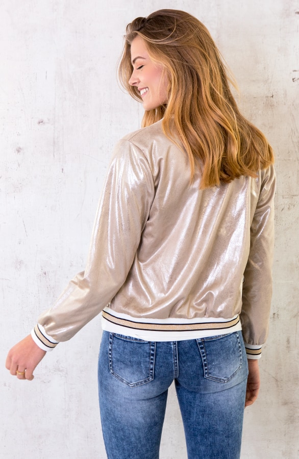 Bomber Jacket Metallic Goud – shoparchief, foto 4