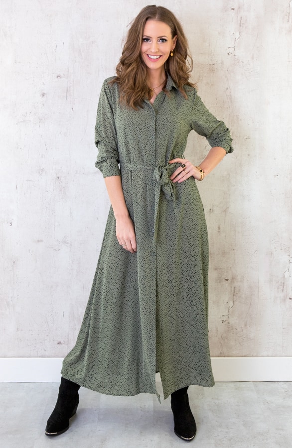 Cheetah Maxi Jurk Legergroen – shoparchief