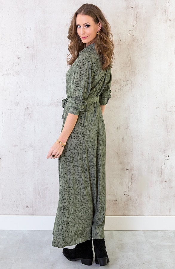 Cheetah Maxi Jurk Legergroen – shoparchief, foto 3