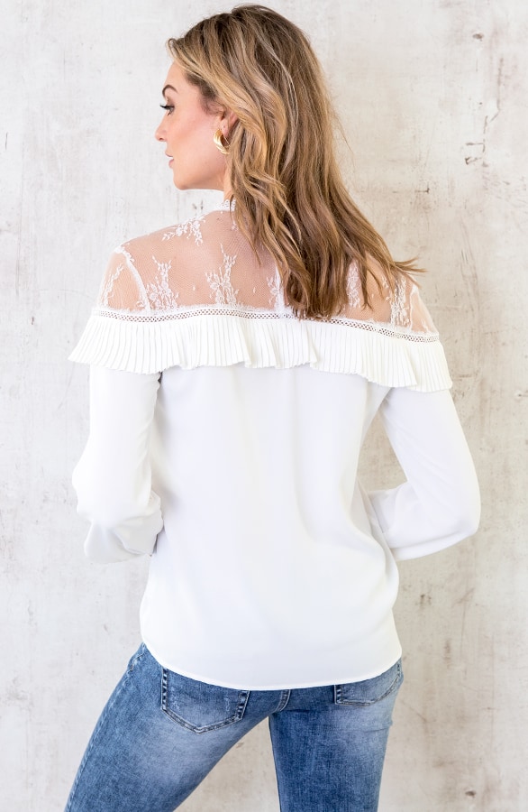 Kanten Blouse Ruches Wit – shoparchief, foto 3