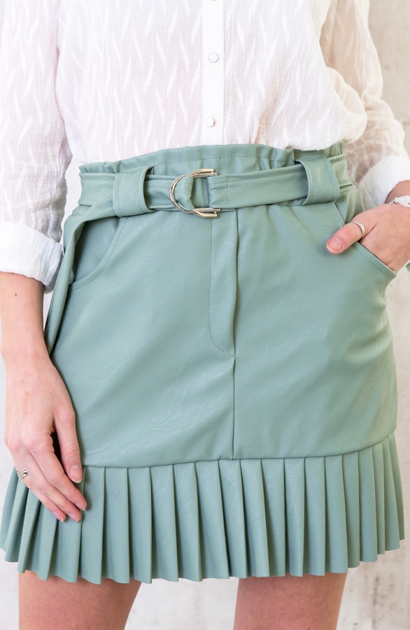 Leren Rok Plisse Mint – shoparchief, foto 2
