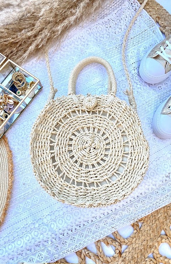 Ronde Rieten Tas Naturel Luxury – shoparchief, foto 2
