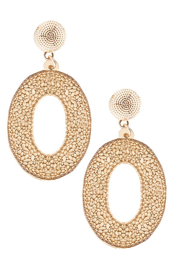 Ovaal Kraal Oorbellen Beige – shoparchief