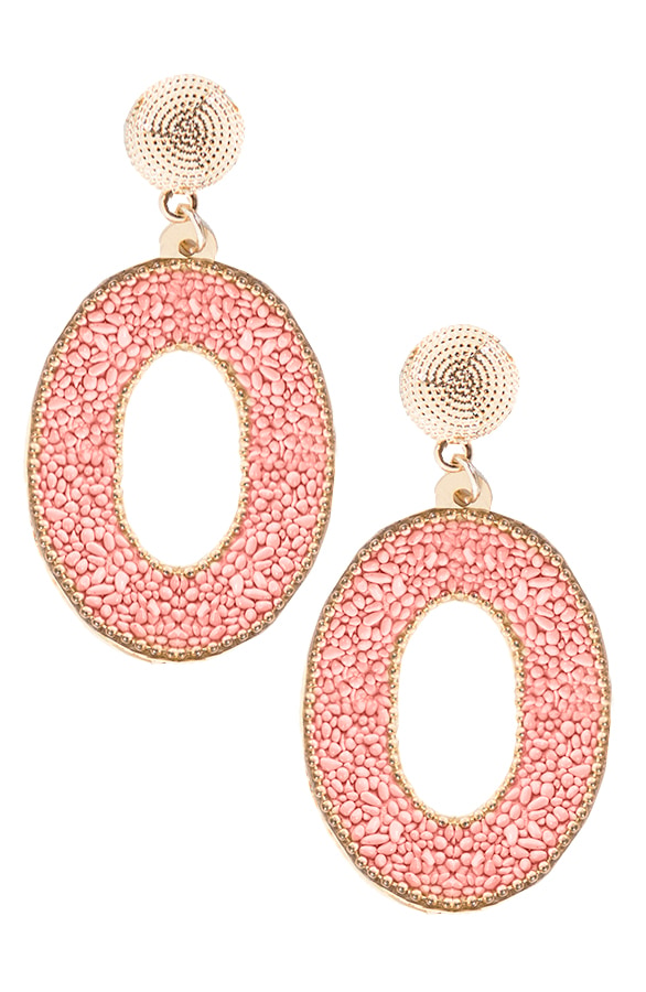 Ovaal Kraal Oorbellen Roze – shoparchief