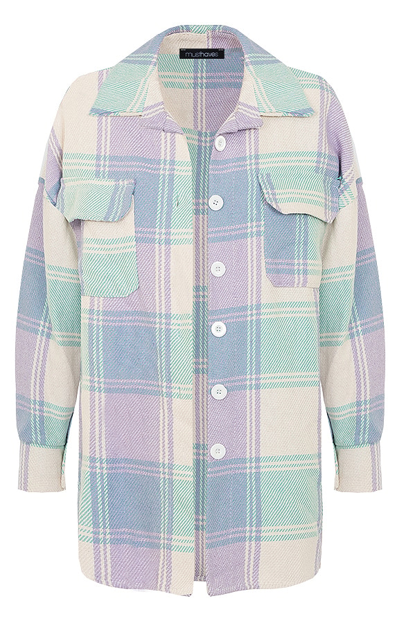 Oversized Blouse Geblokt Lila – shoparchief