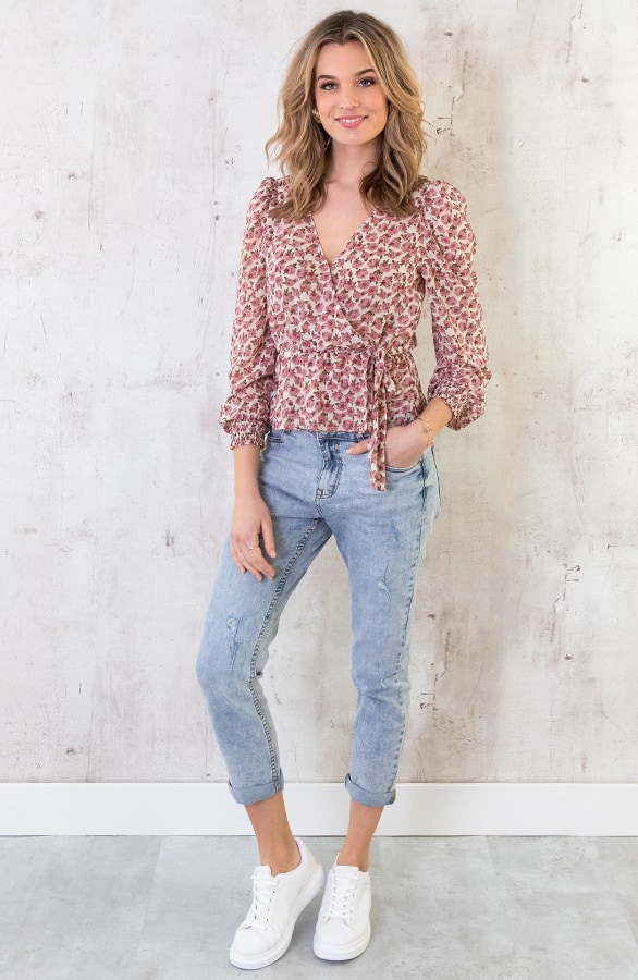 Overslag Bloemen Blouse Creme – shoparchief, foto 7