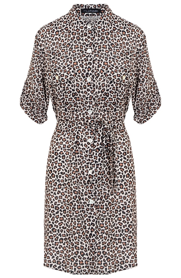Panter Knopen Jurk Creme – shoparchief
