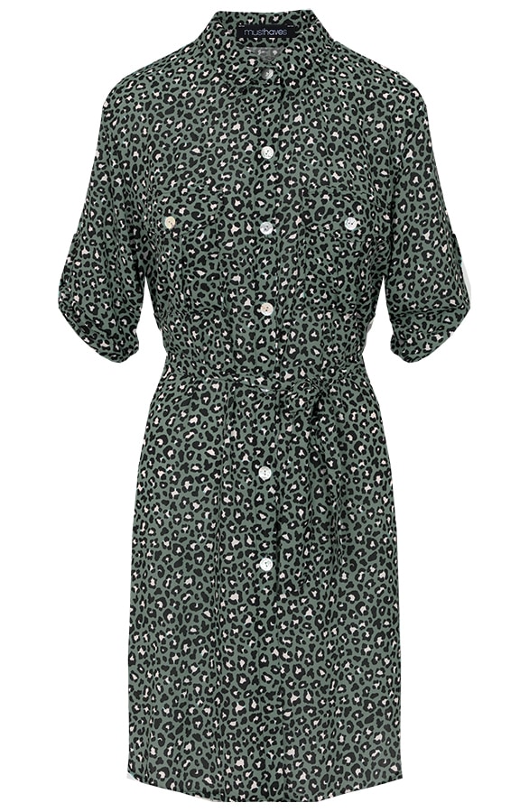 Panter Knopen Jurk Groen – shoparchief