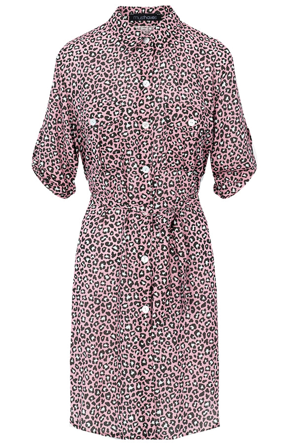 Panter Knopen Jurk Roze – shoparchief