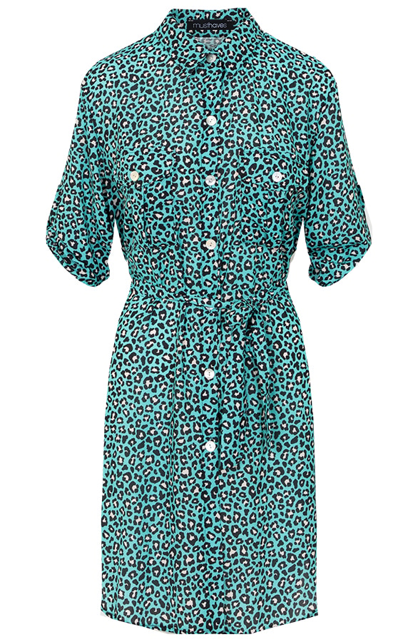 Panter Knopen Jurk Turquoise – shoparchief