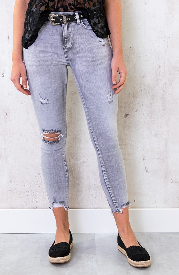 Skinny Jeans Damaged Grijs – shoparchief