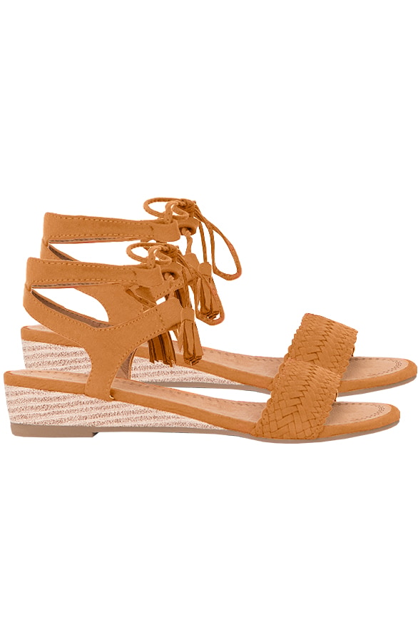 Suede Vlecht Sandalen Camel – shoparchief, foto 2