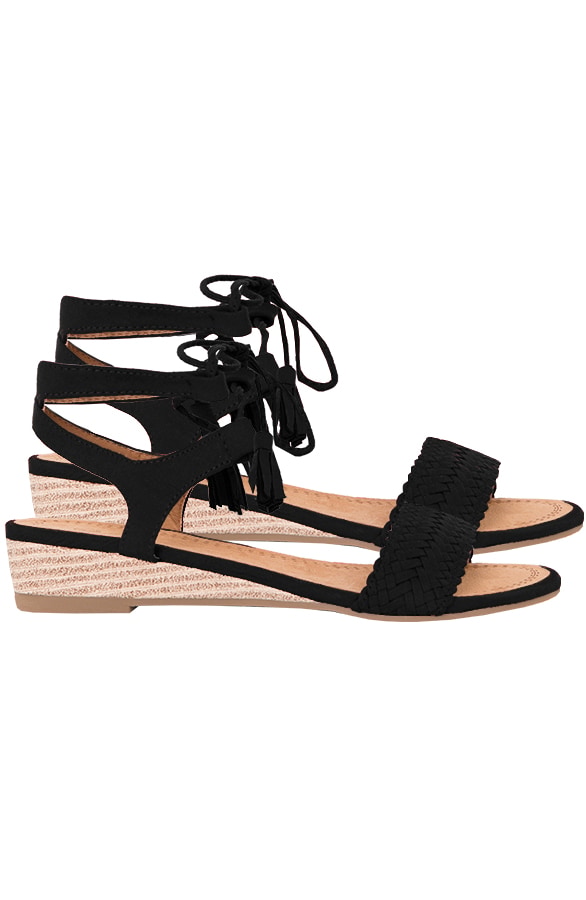 Suede Vlecht Sandalen Zwart – shoparchief, foto 5