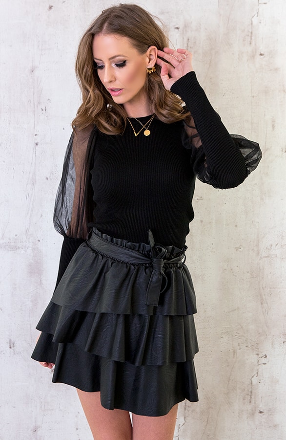 Trui Tule Pofmouwen Zwart – shoparchief, foto 4