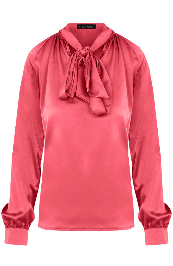 Zijden Blouse Met Strik Koraal – shoparchief