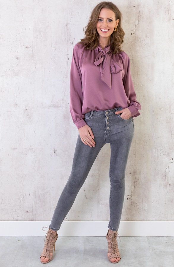 High Waist Skinny Jeans Grijs – shoparchief, foto 7