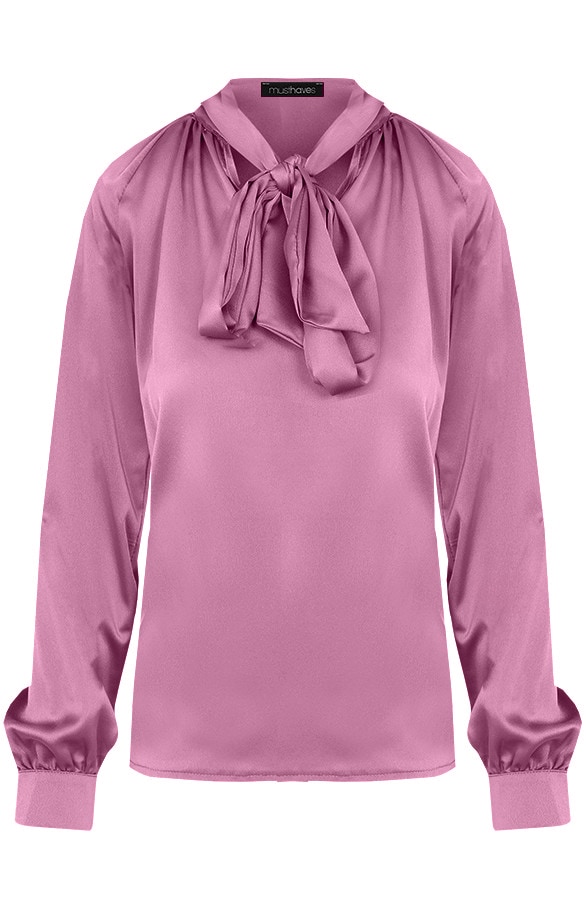 Zijden Blouse Met Strik Oud Roze – shoparchief