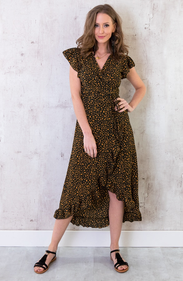 Cheetah Jurk Midi Oker – shoparchief, foto 6