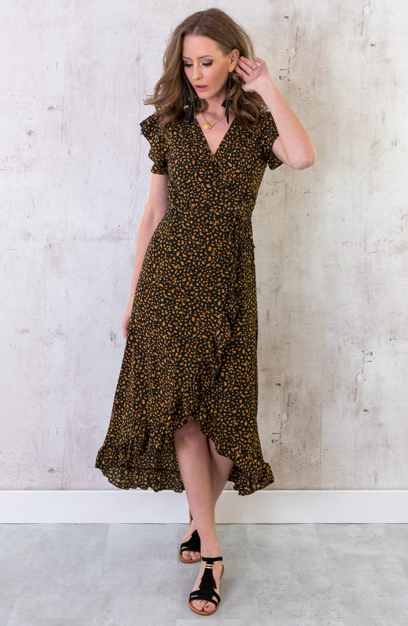 Cheetah Jurk Midi Oker – shoparchief, foto 2