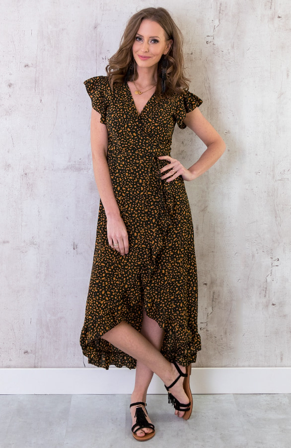 Cheetah Jurk Midi Oker – shoparchief