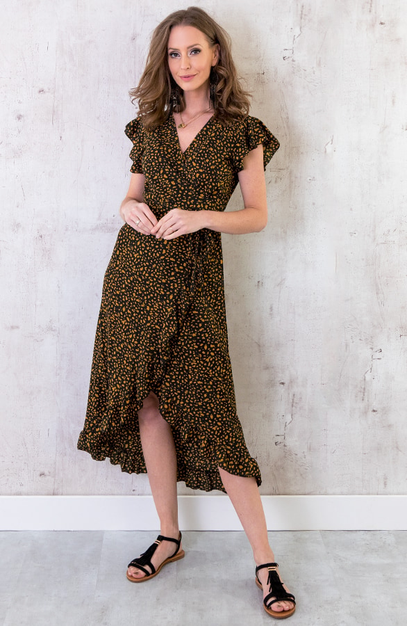 Cheetah Jurk Midi Oker – shoparchief, foto 3