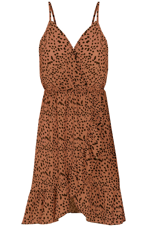 Cheetah Spaghetti Jurk Cognac – shoparchief