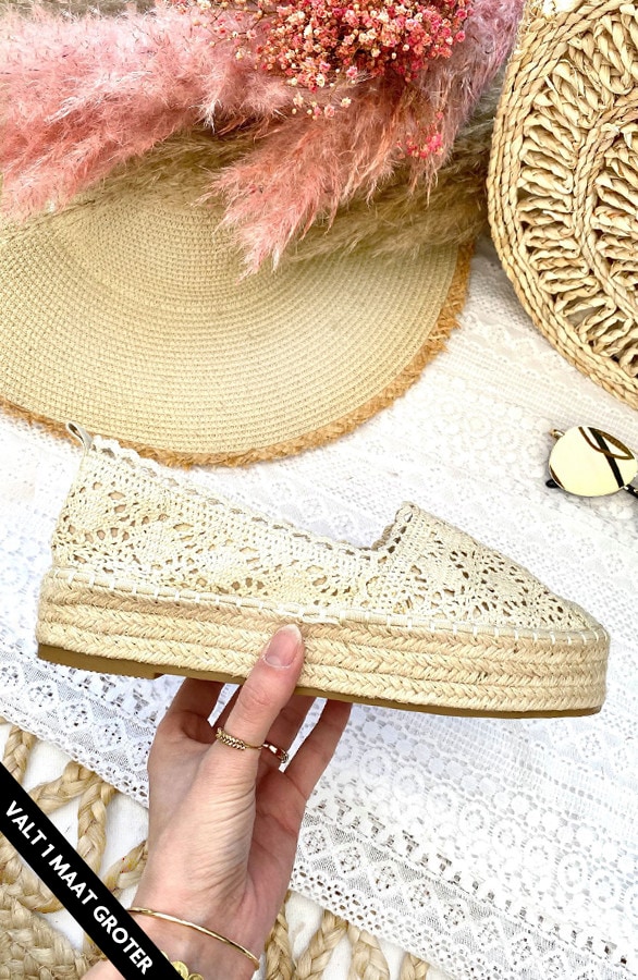 Espadrilles Spitze Beige Plateau, Shoparchiv