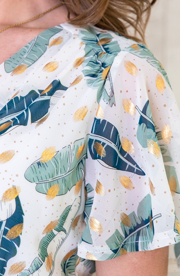 Midi Leaves Jurk Deluxe Wit – shoparchief, foto 5