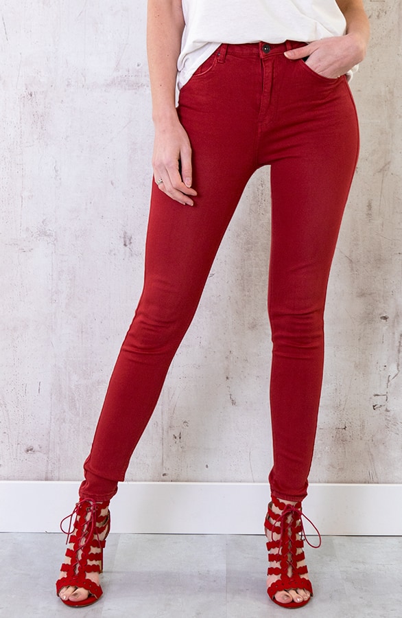High Waisted Skinny Jeans Rood – shoparchief