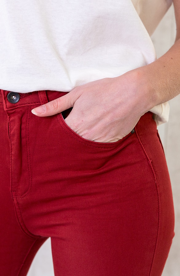 High Waisted Skinny Jeans Rood – shoparchief, foto 6