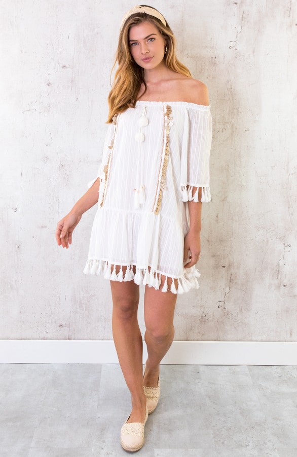 Ibiza Tassel Tuniek Wit – shoparchief