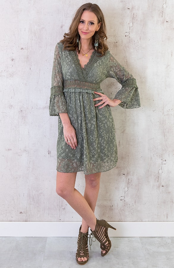 Jurk Kant Dames Legergroen – shoparchief, foto 4