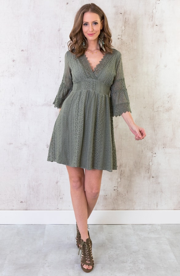 Jurk Met Kant Legergroen – shoparchief, foto 2