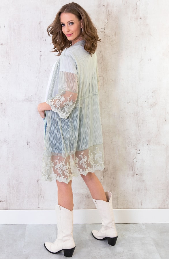 Kanten Bloemen Vest Mint – shoparchief, foto 2