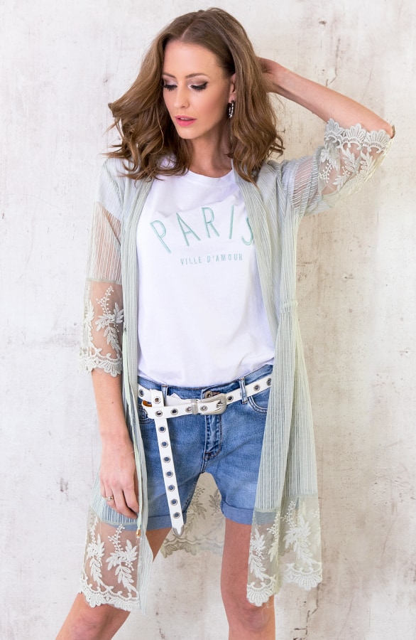 Kanten Bloemen Vest Mint – shoparchief, foto 4