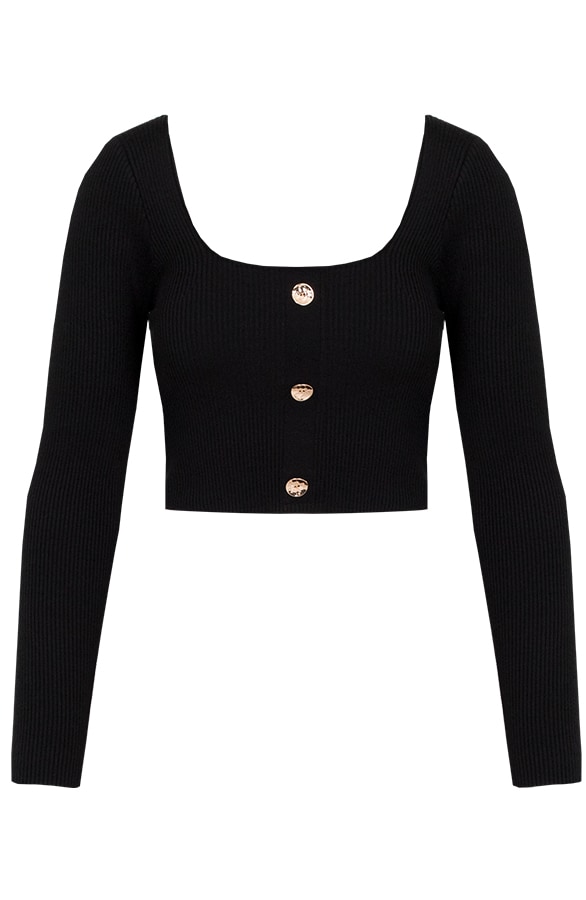 Knopen Top Dames Zwart – shoparchief