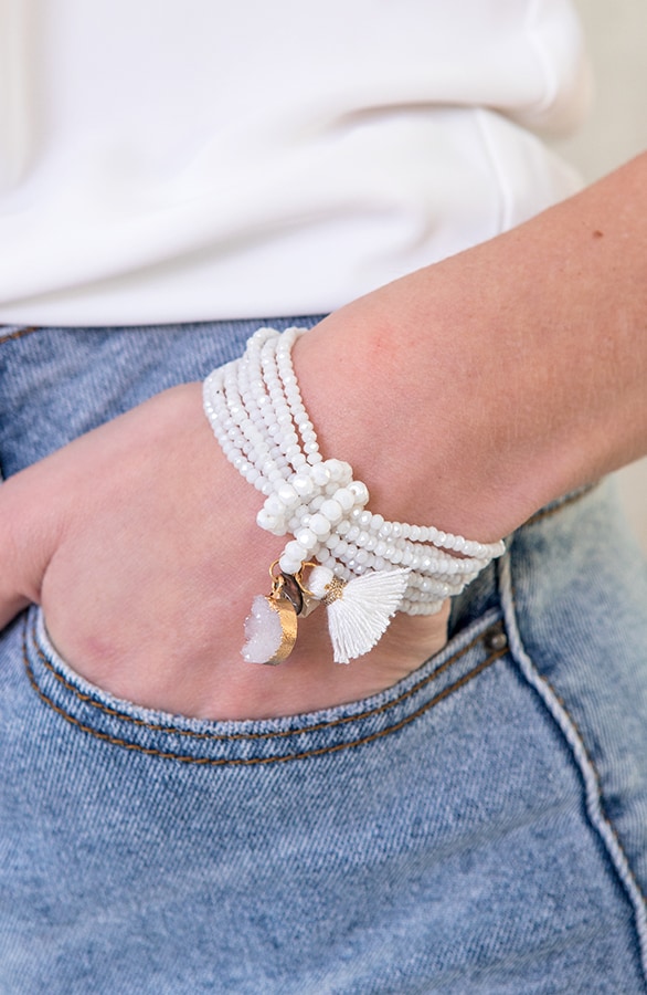 Kralen Tassel Armband Offwhite – shoparchief