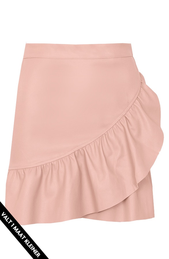Leren Ruffle Rok Roze – shoparchief