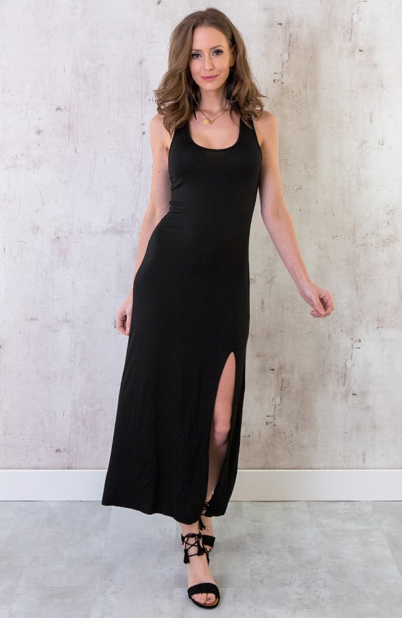 Maxi Jurk Met Split Zwart – shoparchief, foto 4