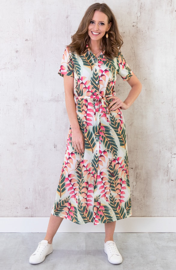 Midi Leaves Jurk Dames – shoparchief, foto 3