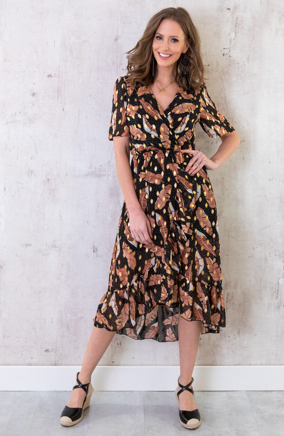Midi Leaves Jurk Deluxe – shoparchief