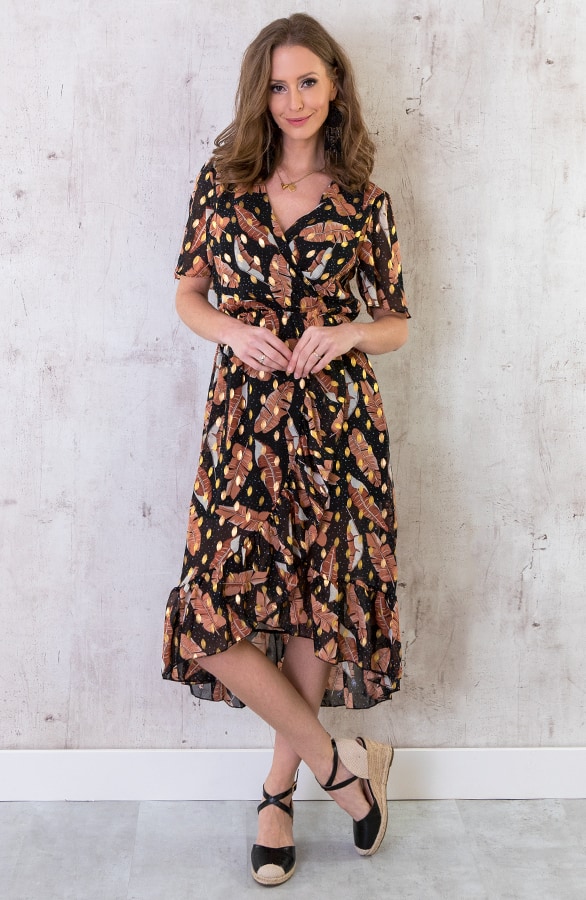 Midi Leaves Jurk Deluxe – shoparchief, foto 5