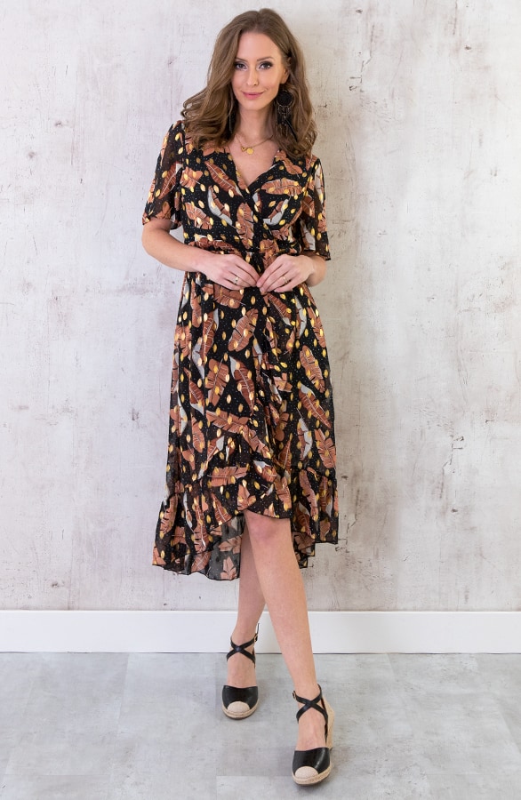 Midi Leaves Jurk Deluxe – shoparchief, foto 3