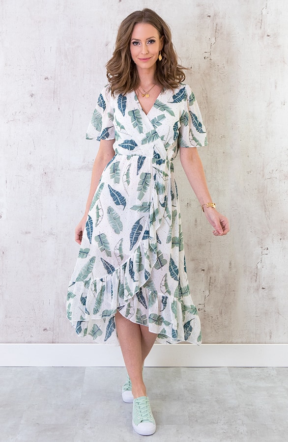 Midi Leaves Jurk Wit – shoparchief, foto 6