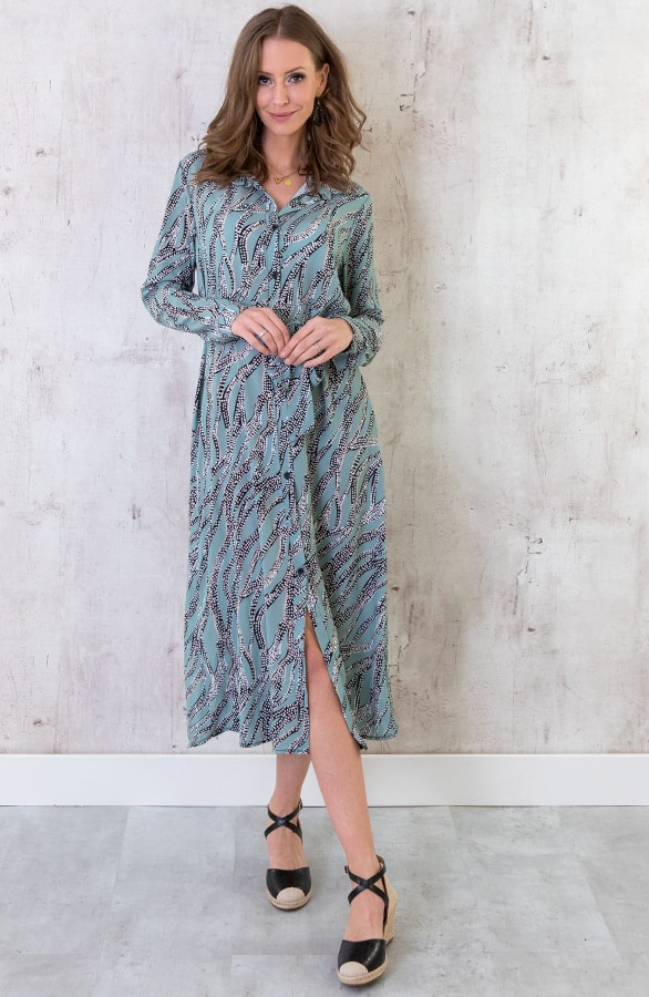 Midi Print Jurk Mint – shoparchief, foto 6