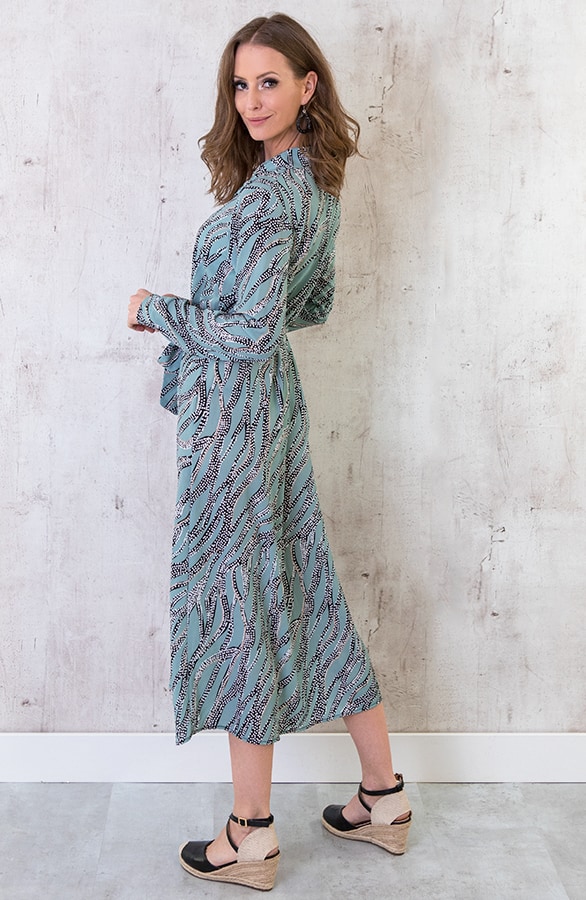 Midi Print Jurk Mint – shoparchief, foto 3