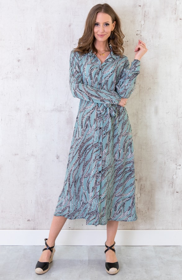 Midi Print Jurk Mint – shoparchief