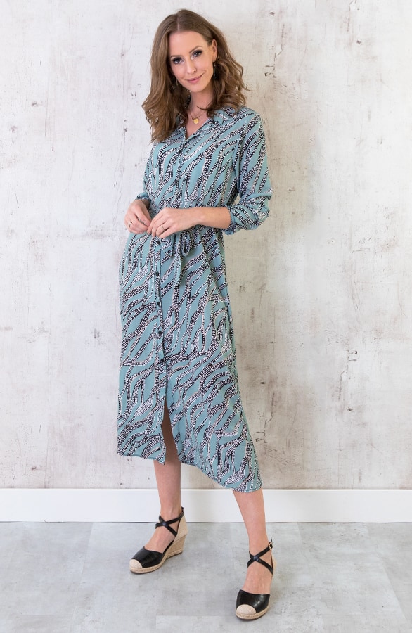 Midi Print Jurk Mint – shoparchief, foto 4